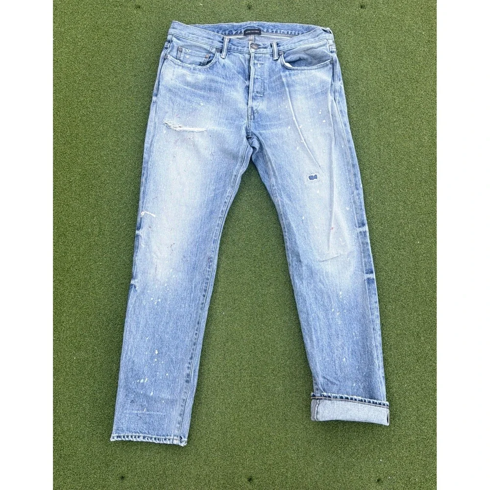 John Elliott Selvedge Splatter Paint Distressed Jeans  Size 32x32 Made in Japan